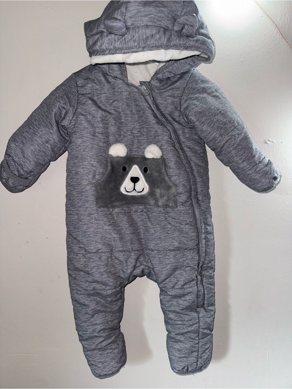 wonder nation Gray Bear Hooded One-Piece Footie
